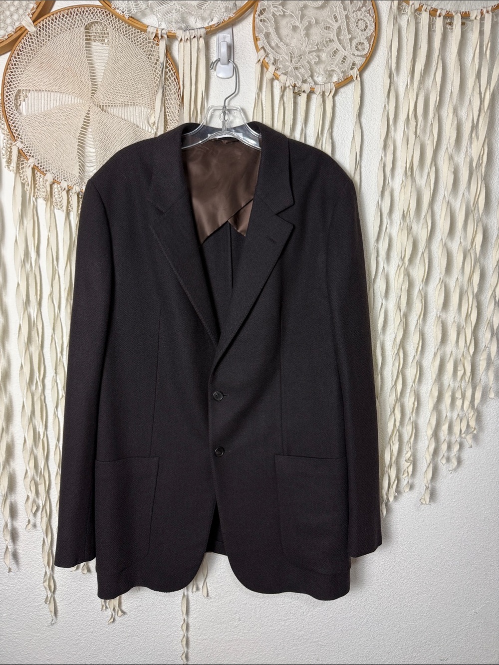 Men's Gabriela Hearst Dark Brown Cashmere Lined Blazer Size 54